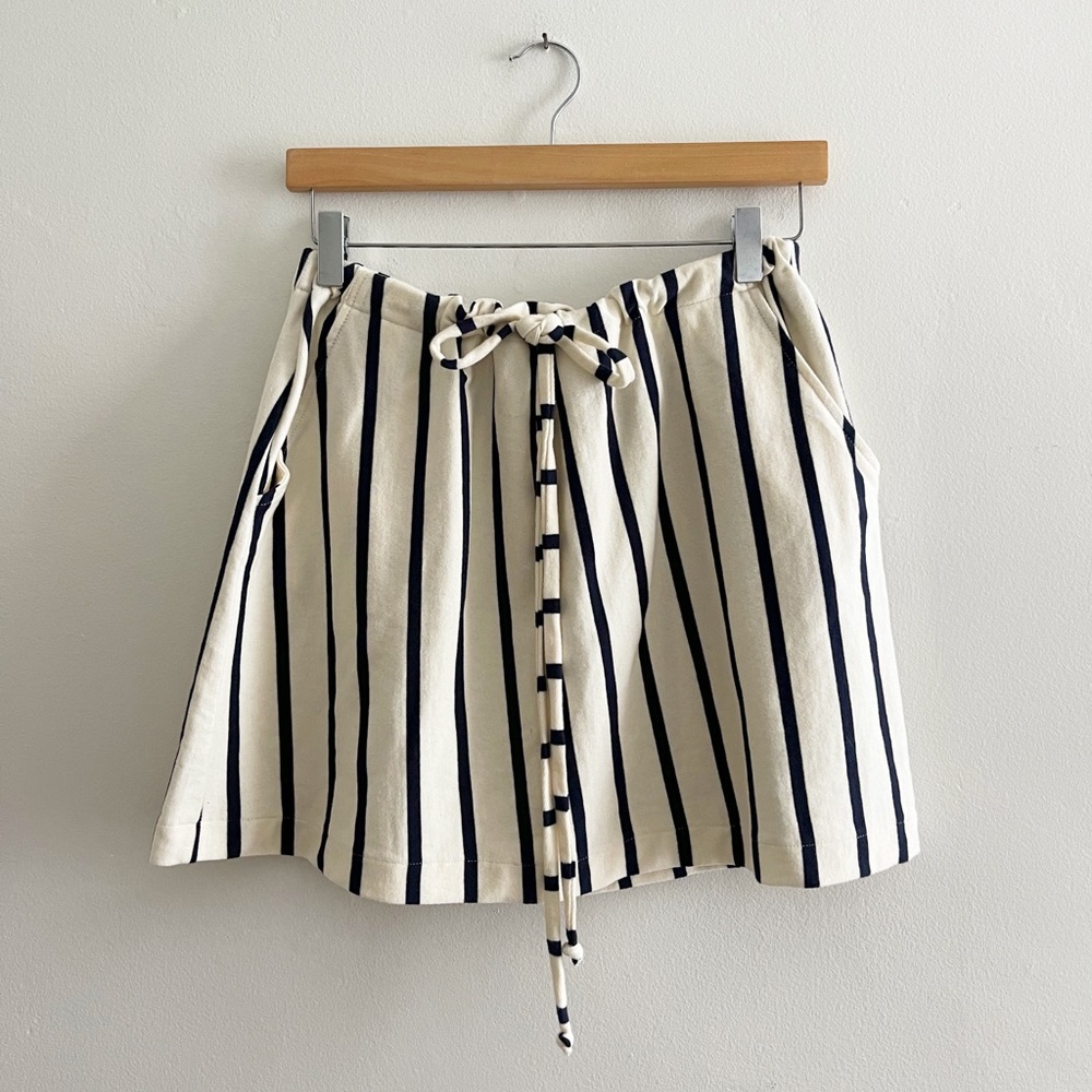 The Lady & The Sailor Striped Drawstring Mini Skirt